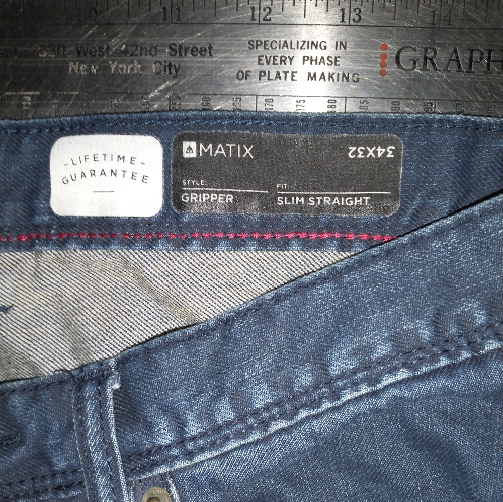 Matix Gripper button fly slim straight leg jeans size 34x32